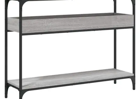 Măsuță consolă cu raft gri sonoma 100x29x75 cm lemn prelucrat - 2/5