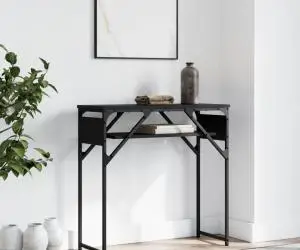 vidaXL Măsuță consolă cu raft negru 75x30x75 cm lemn prelucrat