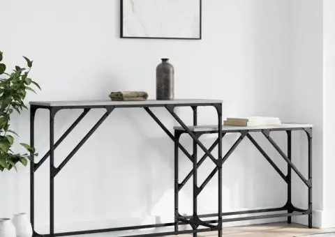 Mese console suprapuse, 2 buc, gri sonoma, lemn prelucrat - 1/5