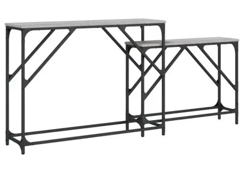 Mese console suprapuse, 2 buc, gri sonoma, lemn prelucrat - 2/5