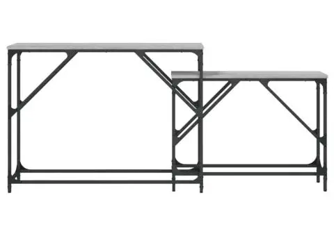 Mese console suprapuse, 2 buc, gri sonoma, lemn prelucrat - 4/5