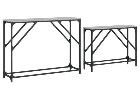 Mese console suprapuse, 2 buc, gri sonoma, lemn prelucrat - 5/5