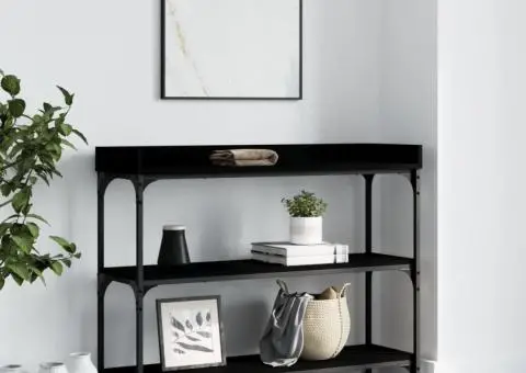 Măsuță consolă cu rafturi, negru, 100x30x80 cm - 1/5
