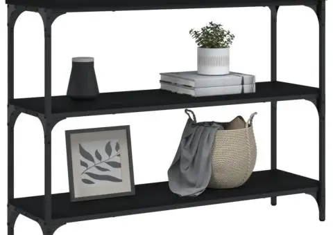 Măsuță consolă cu rafturi, negru, 100x30x80 cm - 3/5