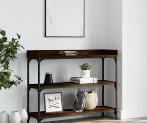 vidaXL Măsuță consolă cu rafturi, stejar maro, 100x30x80 cm