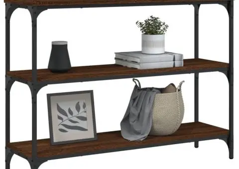 Măsuță consolă cu rafturi, stejar maro, 100x30x80 cm - 3/5