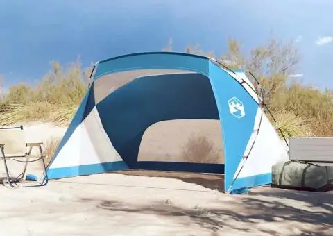 Cort de plajă albastru azur, 274x178x170/148 cm, poliester 185T - 3/5