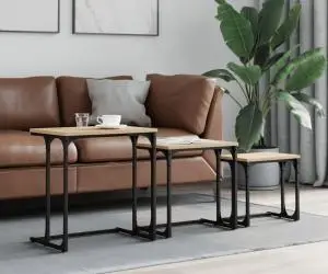 vidaXL Mese suprapuse de cafea, 3 buc, stejar sonoma, lemn prelucrat