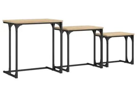 Mese suprapuse de cafea, 3 buc, stejar sonoma, lemn prelucrat - 2/5