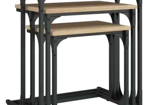 Mese suprapuse de cafea, 3 buc, stejar sonoma, lemn prelucrat - 4/5