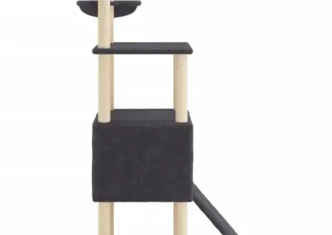 Ansamblu de pisici, stâlpi din funie sisal, gri închis, 153 cm - 5/5