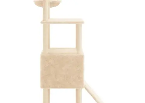 Ansamblu de pisici cu stâlpi din funie de sisal, crem, 153 cm - 5/5