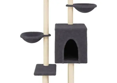 Ansamblu pisici cu stâlpi din funie sisal, gri închis, 117 cm - 4/5