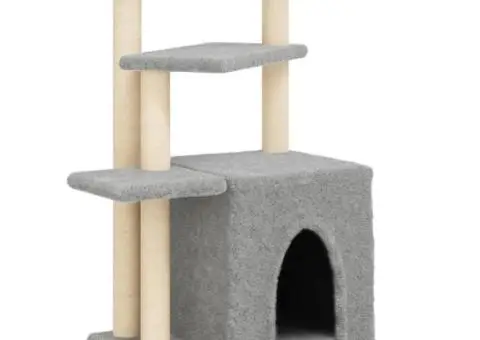 Ansamblu pisici, stâlpi din funie sisal, gri deschis, 83,5 cm - 2/5