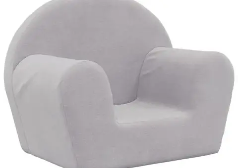 Canapea pentru copii, gri deschis, pluș moale - 2/5