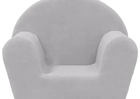 Canapea pentru copii, gri deschis, pluș moale - 3/5