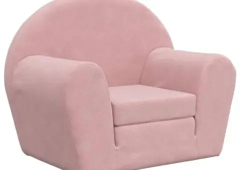 Canapea extensibilă pentru copii, roz, pluș moale - 2/5