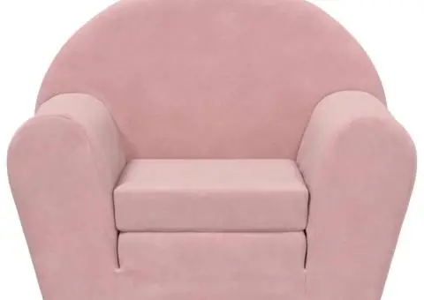 Canapea extensibilă pentru copii, roz, pluș moale - 3/5