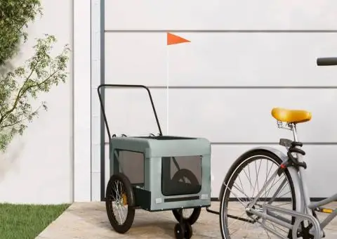 Remorcă bicicletă animale companie, gri/negru, oxford/fier - 1/5