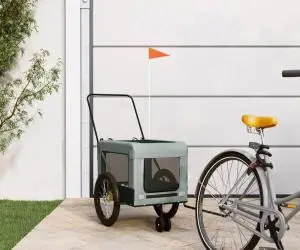 vidaXL Remorcă bicicletă animale companie, gri/negru, oxford/fier