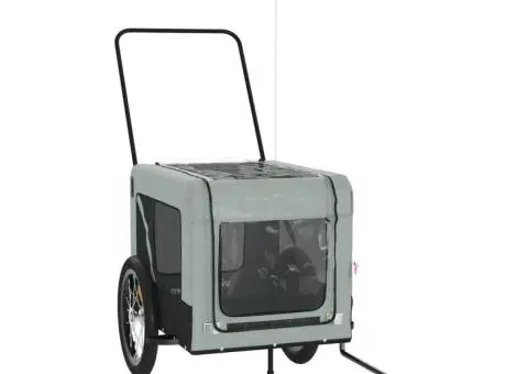 Remorcă bicicletă animale companie, gri/negru, oxford/fier - 2/5