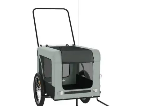 Remorcă bicicletă animale companie, gri/negru, oxford/fier - 3/5