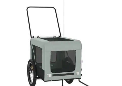 Remorcă bicicletă animale companie, gri/negru, oxford/fier - 4/5