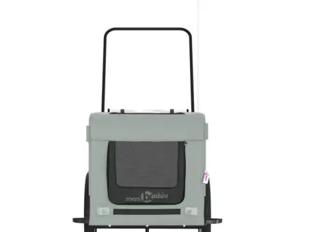 Remorcă bicicletă animale companie, gri/negru, oxford/fier - 5/5