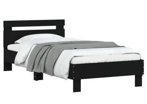 Cadru de pat cu tăblie, negru, 90x190 cm, lemn prelucrat - 4/5