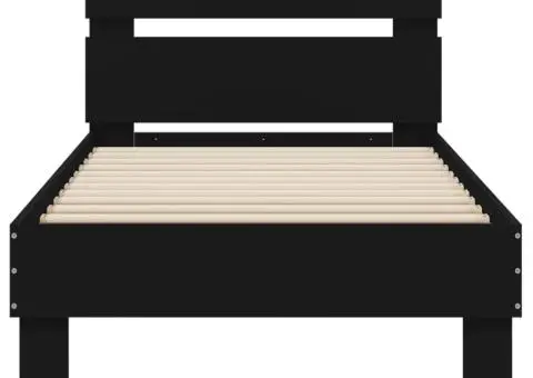 Cadru de pat cu tăblie, negru, 90x190 cm, lemn prelucrat - 5/5
