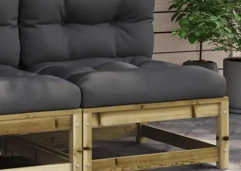 Canapea de grădină fără cotiere cu perne, lemn de pin impregnat - 1/5