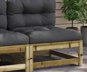 vidaXL Canapea de grădină fără cotiere cu perne, lemn de pin impregnat