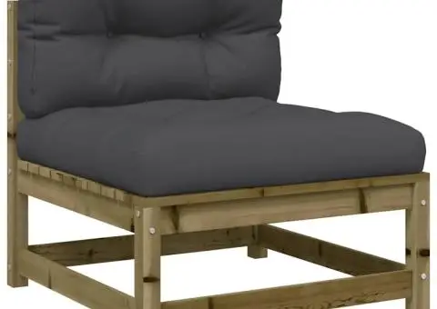 Canapea de grădină fără cotiere cu perne, lemn de pin impregnat - 2/5