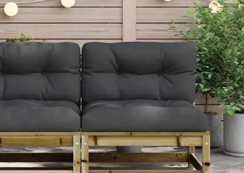 Canapea de grădină fără cotiere cu perne, lemn de pin impregnat - 3/5