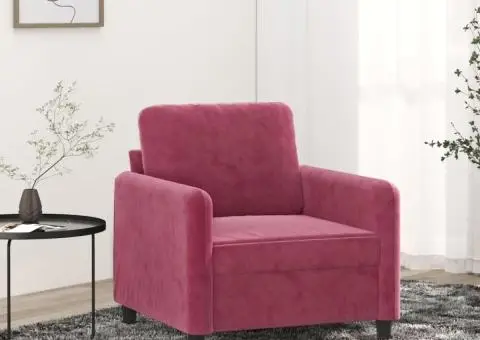 Canapea de o persoană, roșu vin, 60 cm, catifea - 1/5