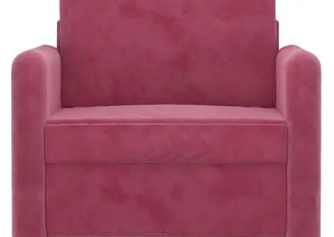 Canapea de o persoană, roșu vin, 60 cm, catifea - 3/5