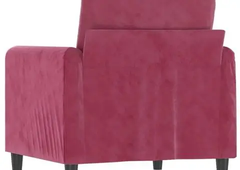 Canapea de o persoană, roșu vin, 60 cm, catifea - 5/5