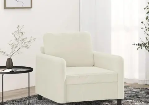 Canapea de o persoană, crem, 60 cm, catifea - 1/5