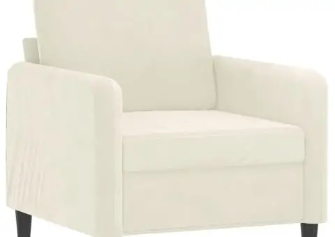 Canapea de o persoană, crem, 60 cm, catifea - 2/5