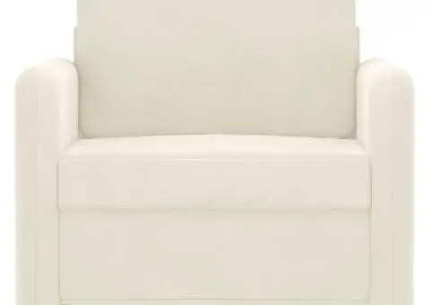 Canapea de o persoană, crem, 60 cm, catifea - 3/5