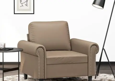 Canapea de o persoană, cappuccino, 60 cm, piele ecologică - 1/5