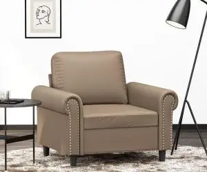 vidaXL Canapea de o persoană, cappuccino, 60 cm, piele ecologică