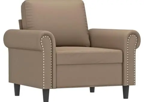 Canapea de o persoană, cappuccino, 60 cm, piele ecologică - 2/5