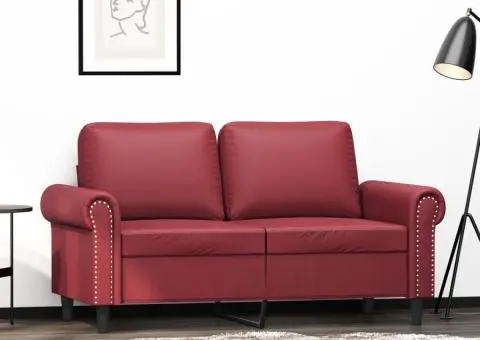 Canapea cu 2 locuri, roșu vin, 120 cm, material textil - 1/5