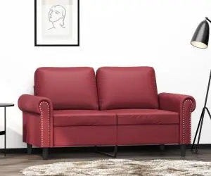 vidaXL Canapea cu 2 locuri, roșu vin, 120 cm, material textil