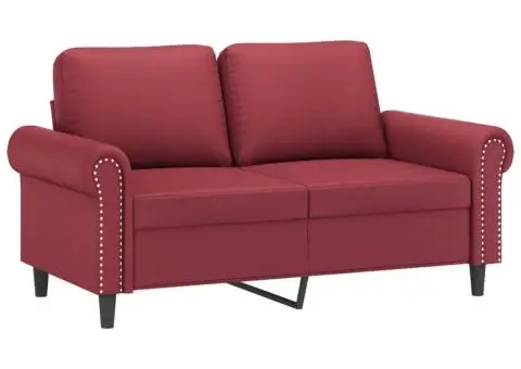 Canapea cu 2 locuri, roșu vin, 120 cm, material textil - 2/5