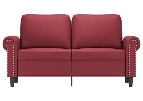 Canapea cu 2 locuri, roșu vin, 120 cm, material textil - 3/5
