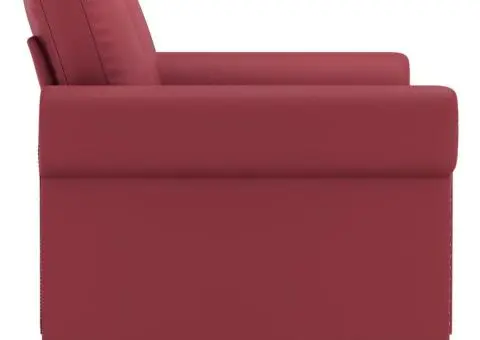 Canapea cu 2 locuri, roșu vin, 120 cm, material textil - 4/5