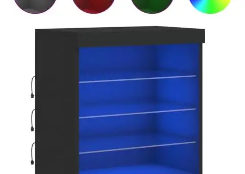 Servantă cu lumini LED, negru, 60,5x37x67 cm - 2/5