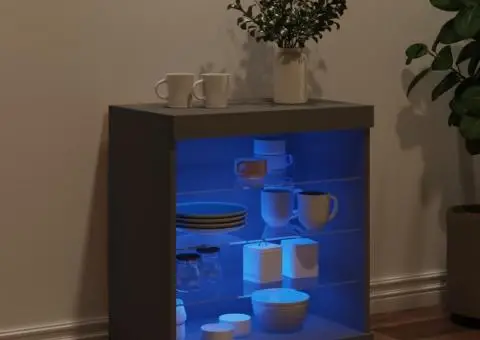 Servantă cu lumini LED, negru, 60,5x37x67 cm - 3/5